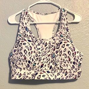 Fabletics White Leopard Mila Sports Bra